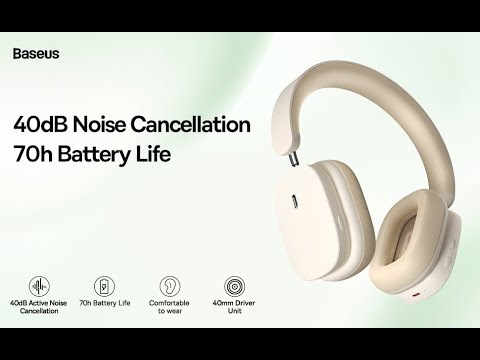 Baseus Bowie H1 Noise-Cancelling Wireless Headphones | 40dB Noise Cancellation, Enjoy Alone Time