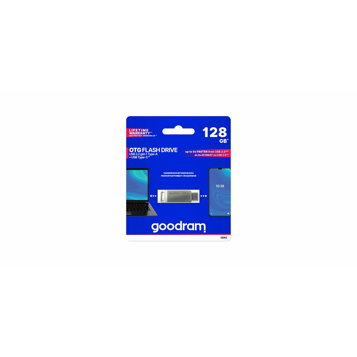 GOODRAM USB 3.2 128GB ODA3 +typeC SILVER