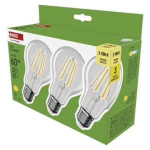 LED žarnica Filament A60 / E27 / 5,9 W (60 W) / 806 lm / Toplo bel