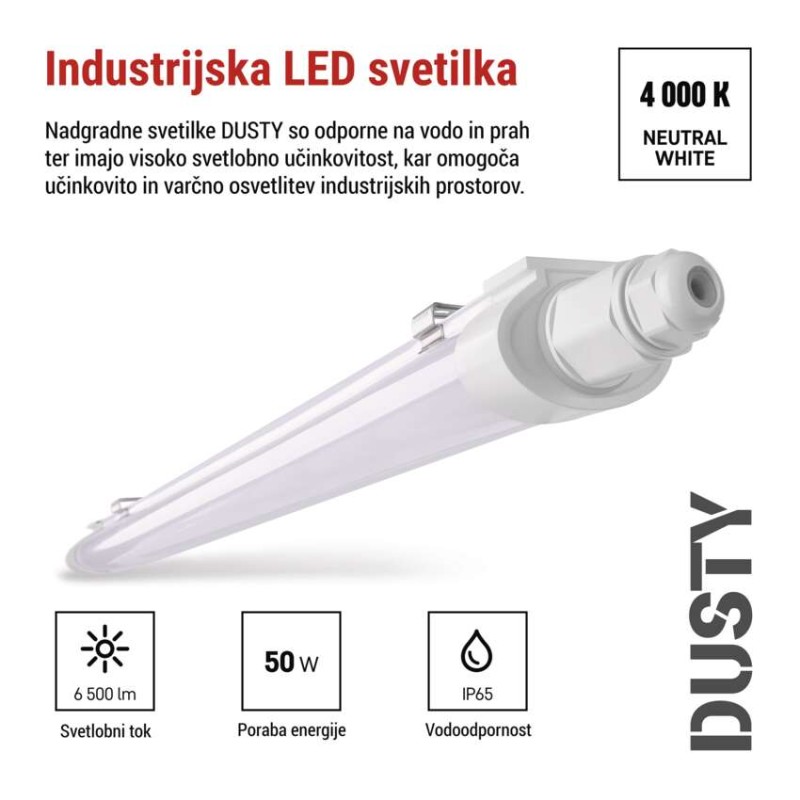 Vodotesno LED svetilo DUSTY, 50W, IP65, nevtralno bela - slika 3