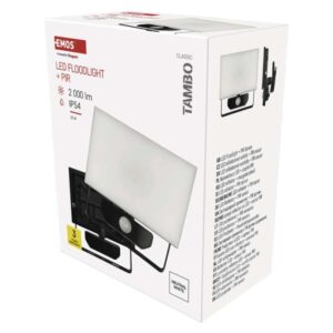 LED reflektor TAMBO s senzorjem gibanja, 20 W, 2000 lm, črn
