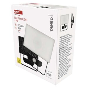 LED reflektor TAMBO s senzorjem gibanja, 30 W, 3000 lm, črn