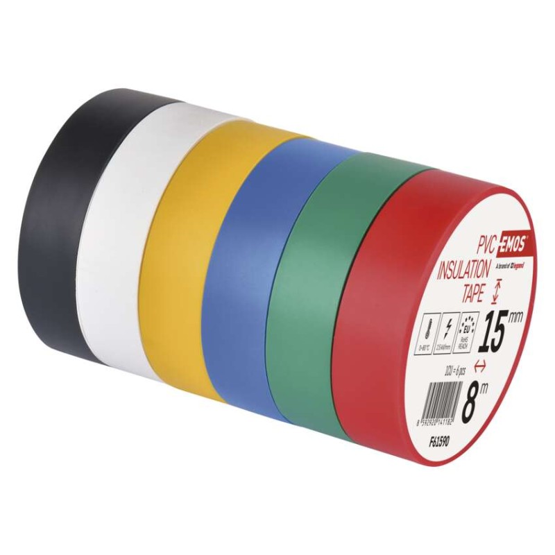 Izolirni trak PVC 15mm/8m komplet 6 MIX barv - slika 2