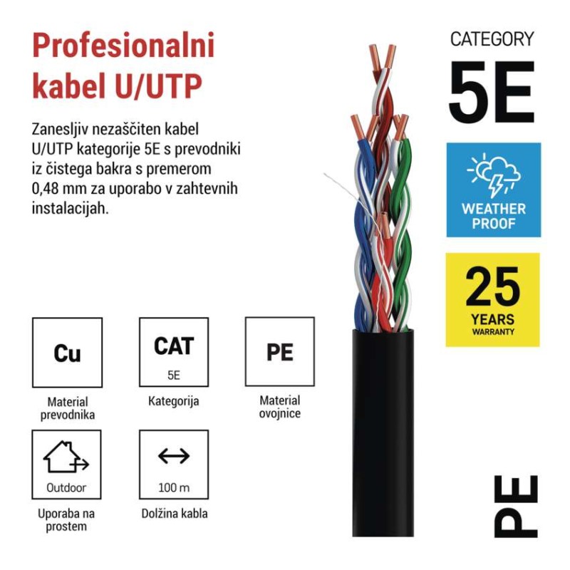 Kabel CAT5E UTP, outdoor, 100M - slika 2