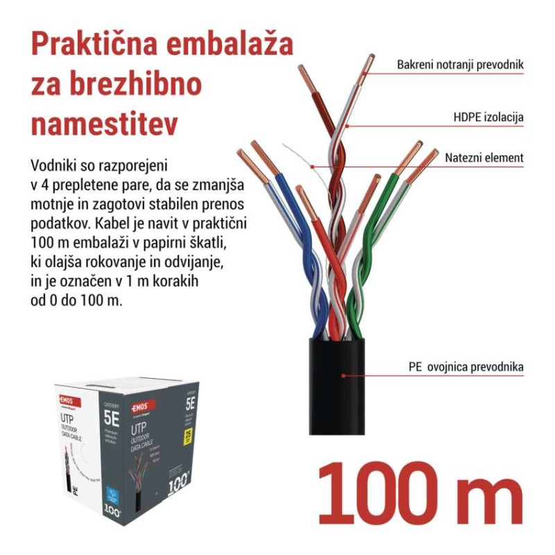 Kabel CAT5E UTP, outdoor, 100M - slika 3