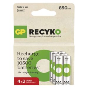 Polnilna baterija GP ReCyko 850 mAh HR03 (AAA) 6kos