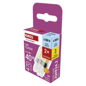 LED žarnica Classic JC / G9 / 4,2 W (40 W) / 470 lm / Hladna bela / 2 pcs