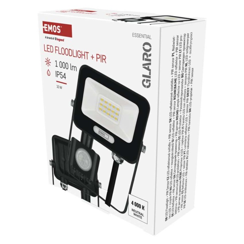 LED reflektor GLARO PIR 10 W, črni, IP54, 1000 lm, nevtralna bela - slika 2