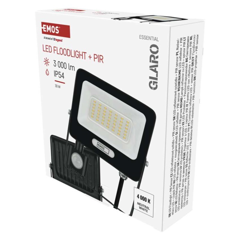 LED reflektor GLARO PIR 30 W, črni, IP54, 3000 lm, nevtralna bela - slika 2