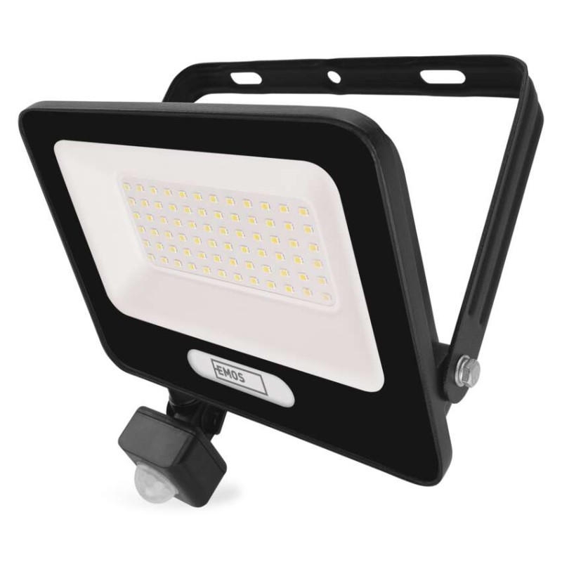 LED reflektor GLARO PIR 50 W, črni, IP54, 5000 lm, nevtralna bela