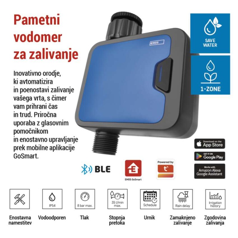 Časovnik za zalivanje GoSmart, Bluetooth 5.0, 1 izhod - slika 3