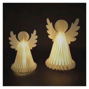 Božični papirni angeli s stojalom, 2 kos, 28/38 cm, notranji