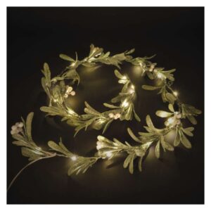 LED božična girlanda - omela, 1,5 m, 3x AA, notranja, topla bela, časovnik