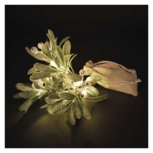 LED dekoracija – vejica omele, 2x AA, topla bela, časovnik