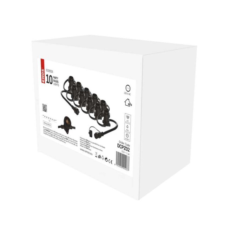 Povezovalna svetlobna veriga za 10 žarnic E27 brez dovoda, 7,35 m, zunanja in notranja - slika 3