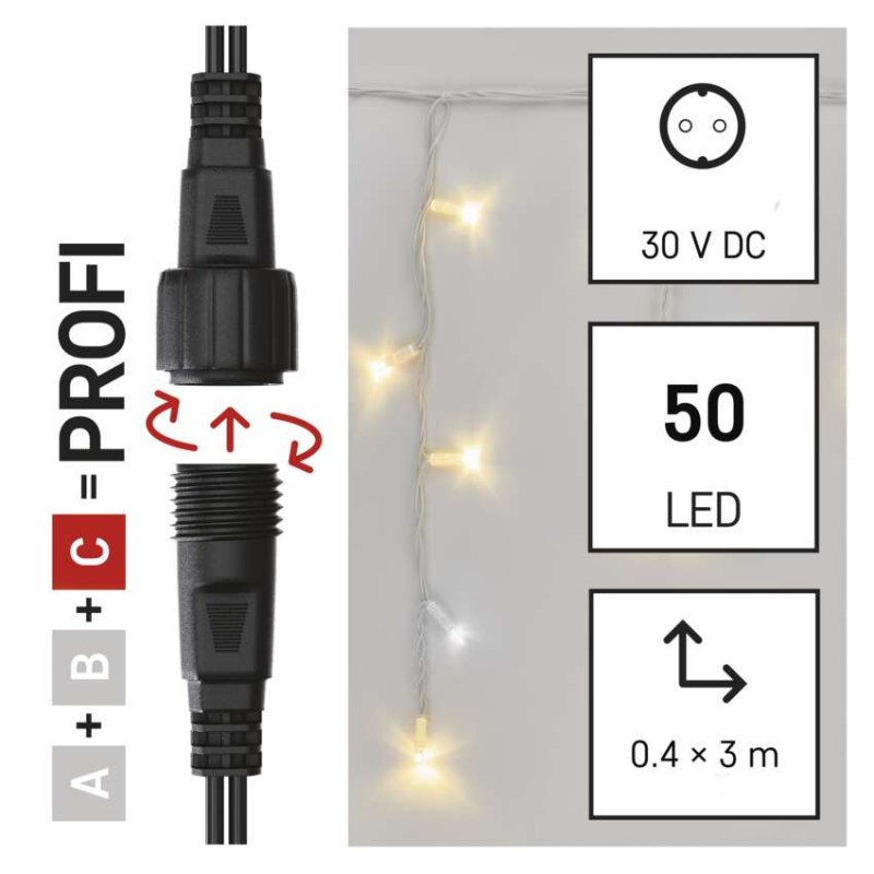 Profi LED povez. veriga utripajoča bela – ledene sveče, 3 m, zunanja, topla/hladna bela - slika 3