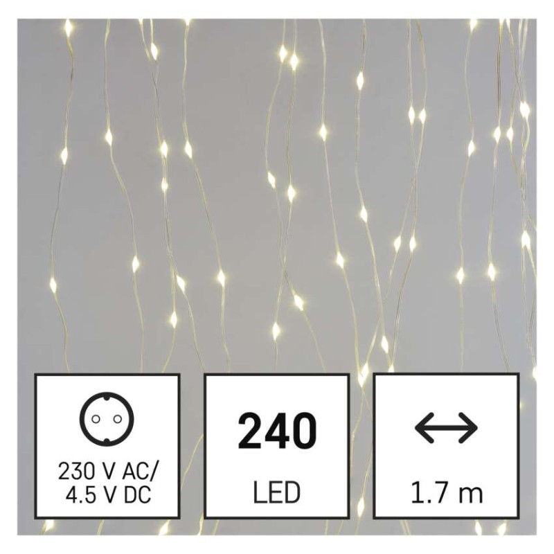LED božična drop veriga – zavesa, 1,7x2 m, zunanja in notranja, topla bela, programi - slika 3