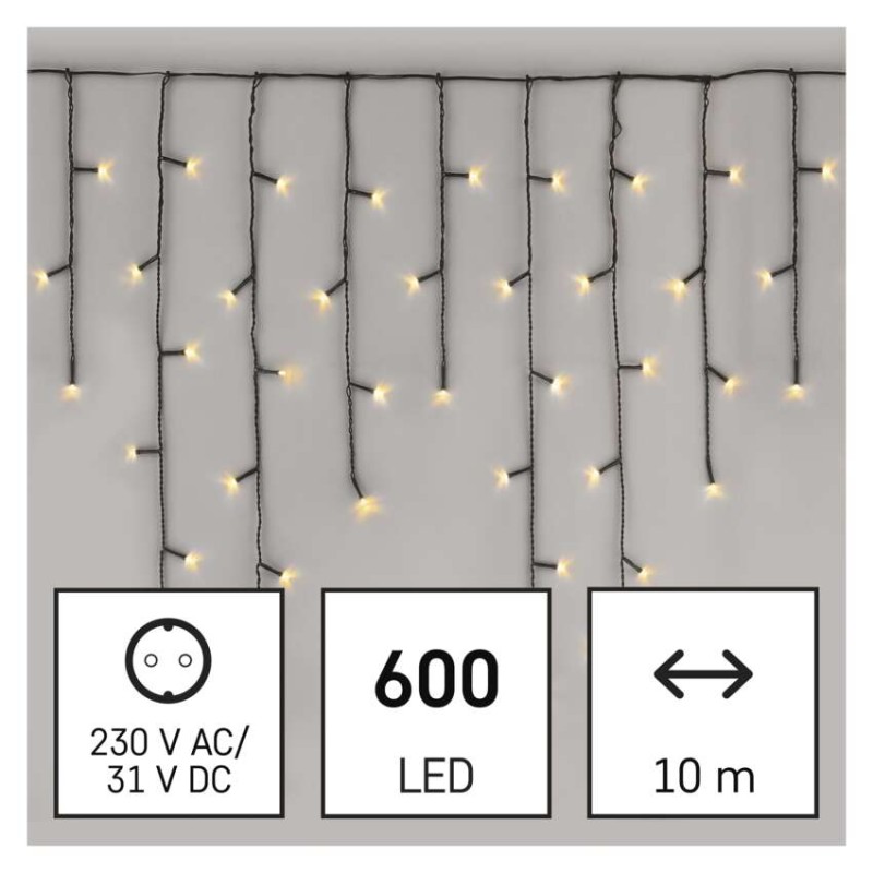 LED božične ledene sveče, 10 m, zunanje in notranje, topla bela, programi - slika 3