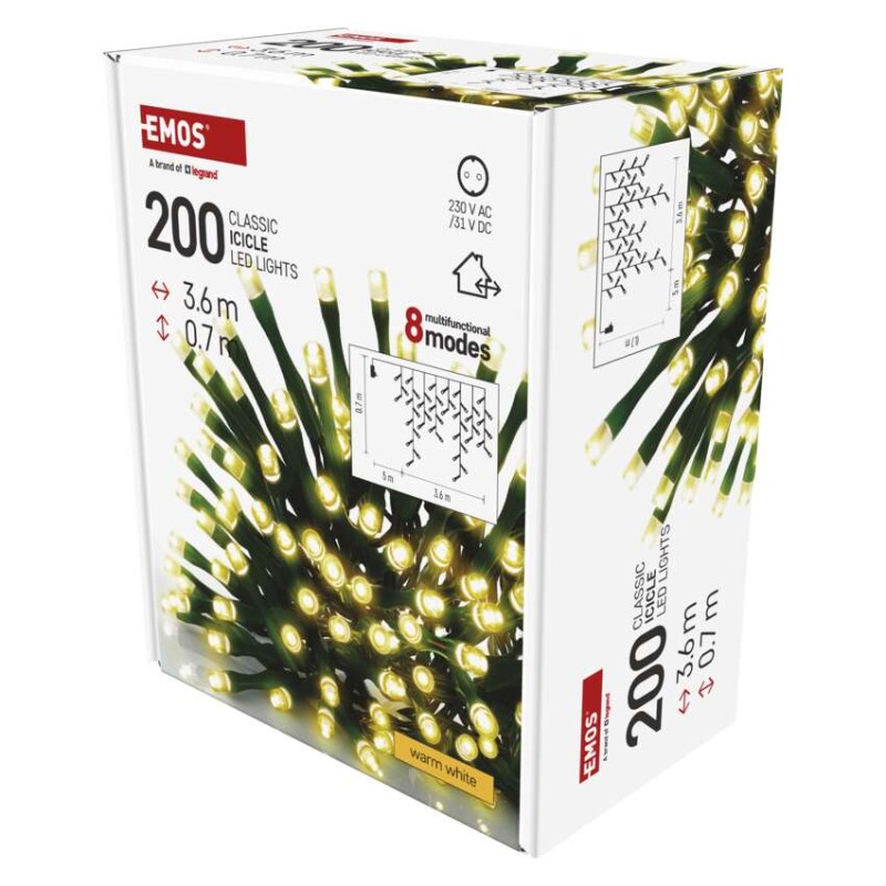 LED božične ledene sveče, 3,6 m, zunanje in notranje, topla bela, programi - slika 2