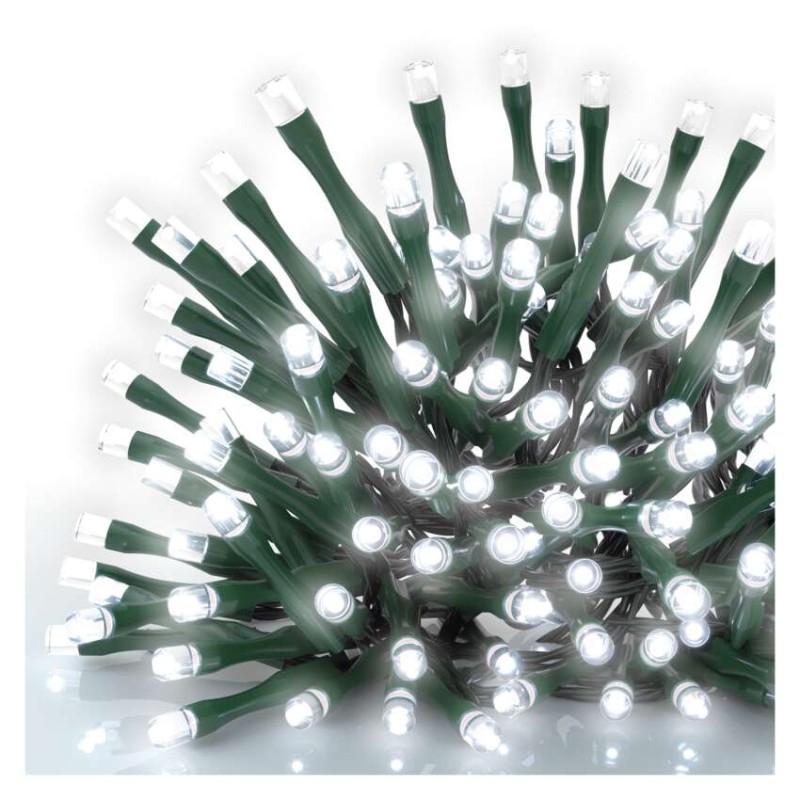 LED božična veriga, 50 m, zunanja in notranja, hladna bela, programi, časovnik