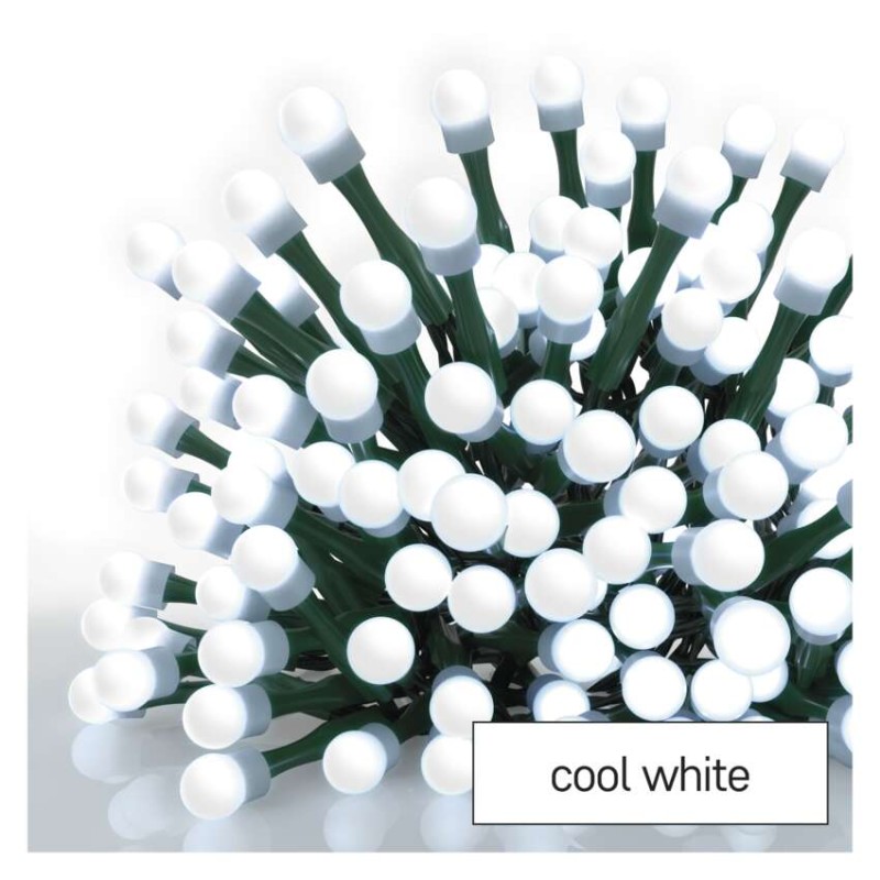 LED božična cherry veriga – kroglice, 8 m, zunan. in notran.,hladna bela,programi,časovnik