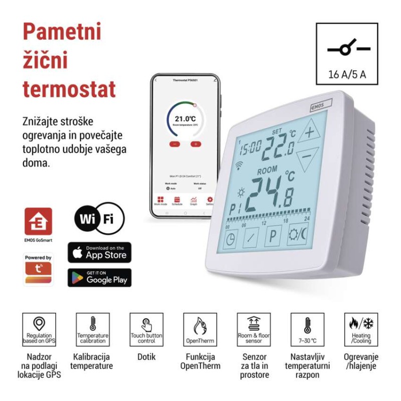 Sobni žični WiFI GoSmart termostat P56S01 s programiranjem - slika 3