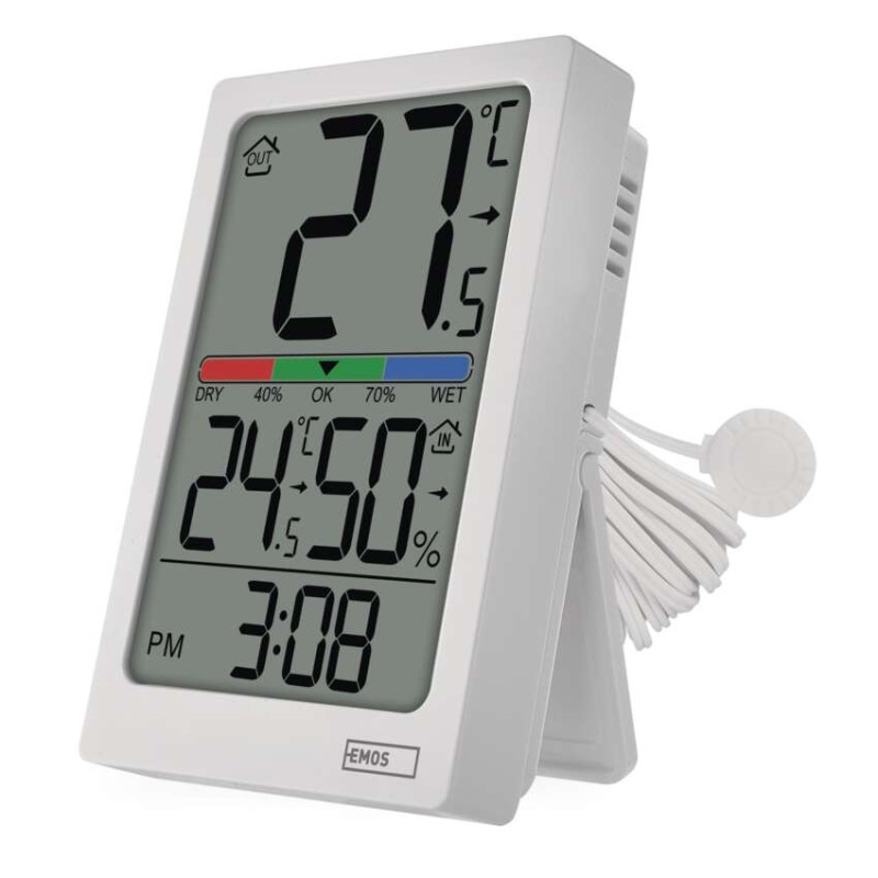Digitalni termometer s hidrometrom, žični senzor, budilka E0558P