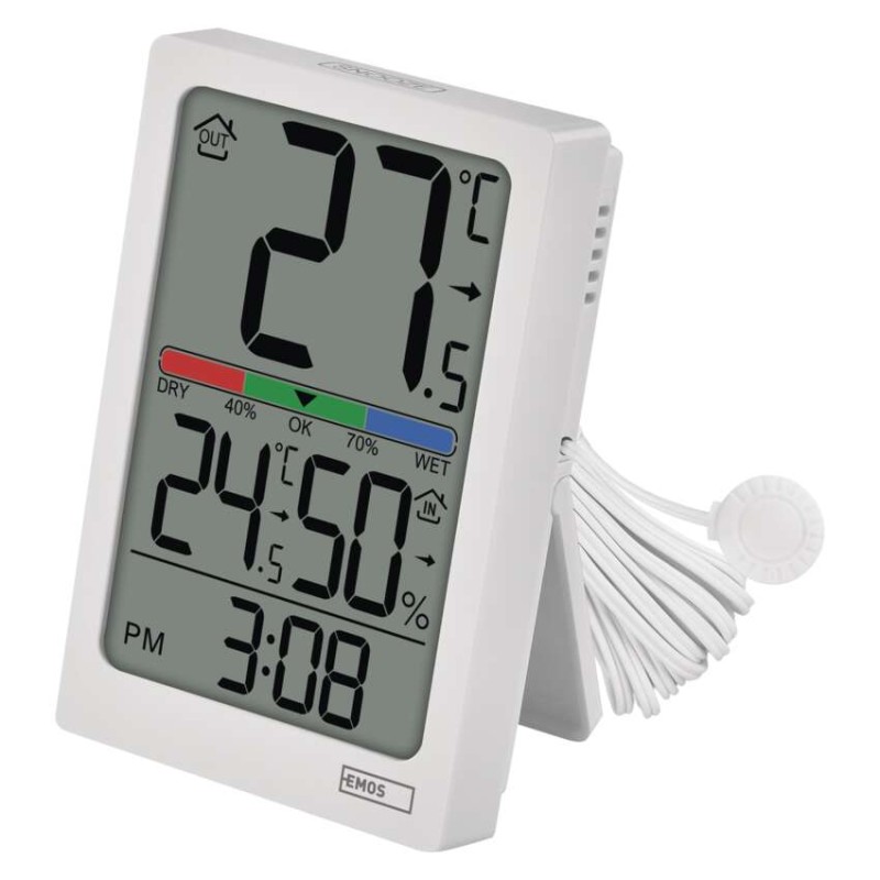 Digitalni termometer s hidrometrom, žični senzor, budilka E0558P - slika 2