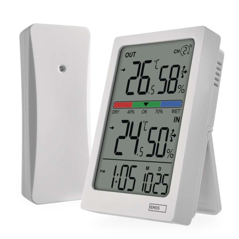 Digitalni termometer s hidrometrom, brezžični senzor, budilka, datum E0558W