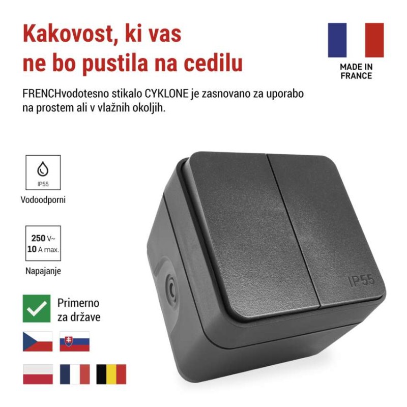 EMOS Cyklone izmenično stikalo-dvojno, IP55 - slika 3