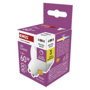 LED žarnica CLassic MR16 / GU10 / 7 W (60 W) / 800 lm / Nevtralna bela / zatemnitev