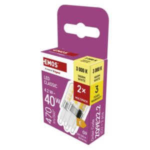 LED žarnica Classic JC / G9 / 4,2 W (40 W) / 470 lm / toplo bela / 2 pcs