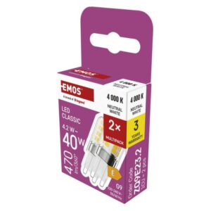 LED žarnica Classic JC / G9 / 4,2 W (40 W) / 470 lm / Nevtralna bela / 2 pcs