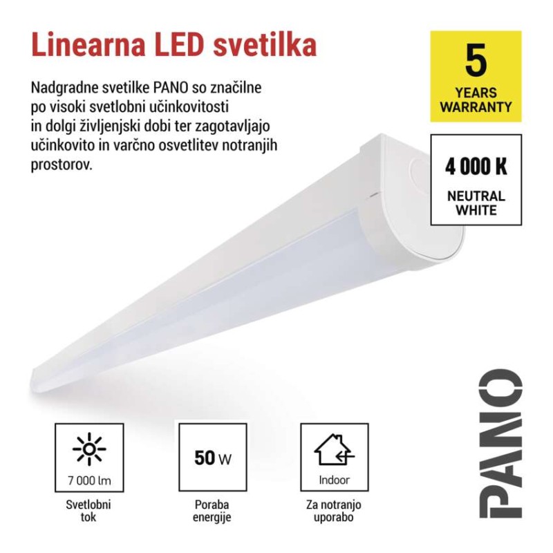LED linearno svetilo PANO 50W, nevtralno bela - slika 3