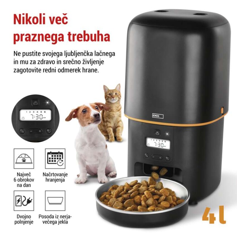 Dozirnik za hrano Pet Care, 4 L, črn - slika 3