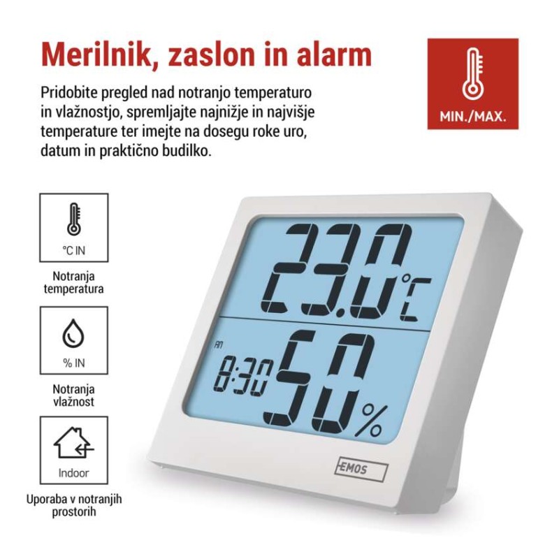 Termometer s prikazom vlage E0114N - slika 3