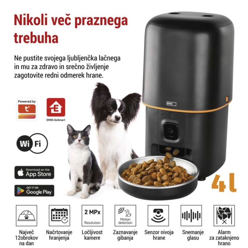 GoSmart dozirnik hrane za hišne živali Pet Care s kamero, 4 l, črn, Wi-Fi - slika 3