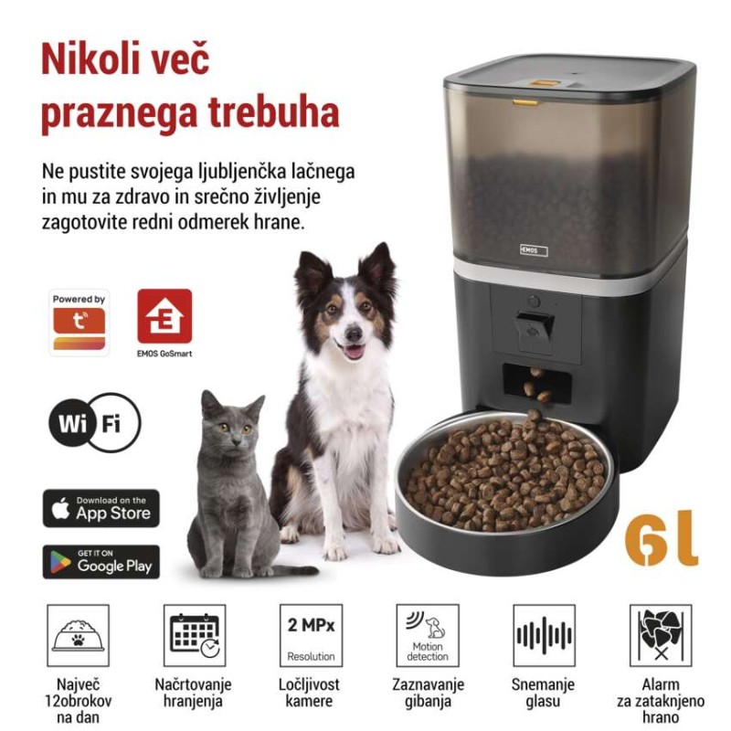 GoSmart dozirnik hrane za hišne živali Pet Care s kamero, 6 l, črn, Wi-Fi - slika 3