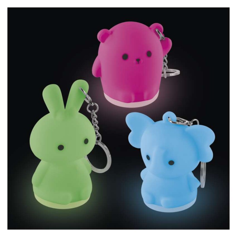 LED silikonski obesek za ključe – živali, 12 kosov, razstavni škatla - slika 2