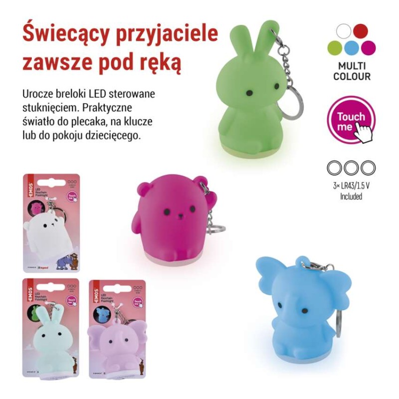 LED silikonski obesek za ključe – živali, 12 kosov, razstavni škatla - slika 3