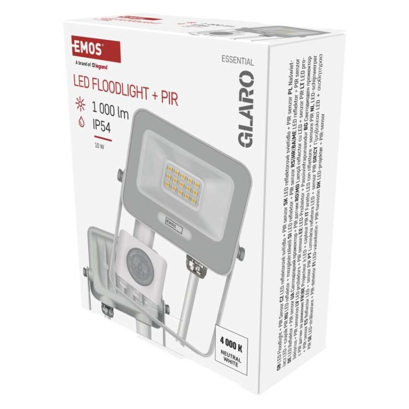 LED reflektor GLARO PIR 10 W, bel, IP54, 1000 lm, nevtralna bela - slika 2