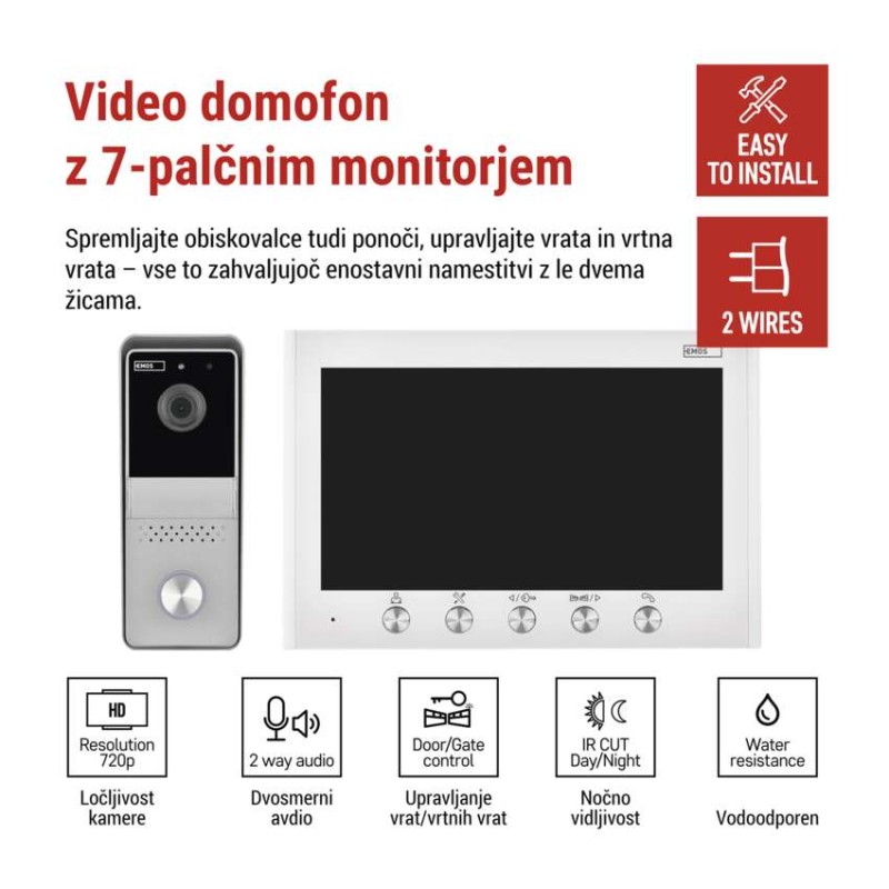 Komplet domačega video domofona EM-04Z 2WIRE - slika 3