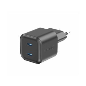SWISSTEN GaN 2× USB-C Power Delivery 20W hišni polnilec, črni