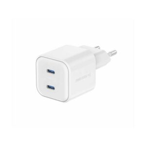 SWISSTEN GaN 2× USB-C Power Delivery 20W hišni polnilec, bel