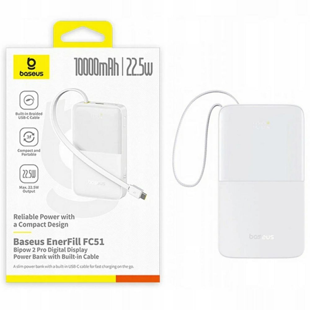 BASEUS EnerFill FC51 Bipow2 Pro prenosna baterija 10.000 mAh - bela - slika 4