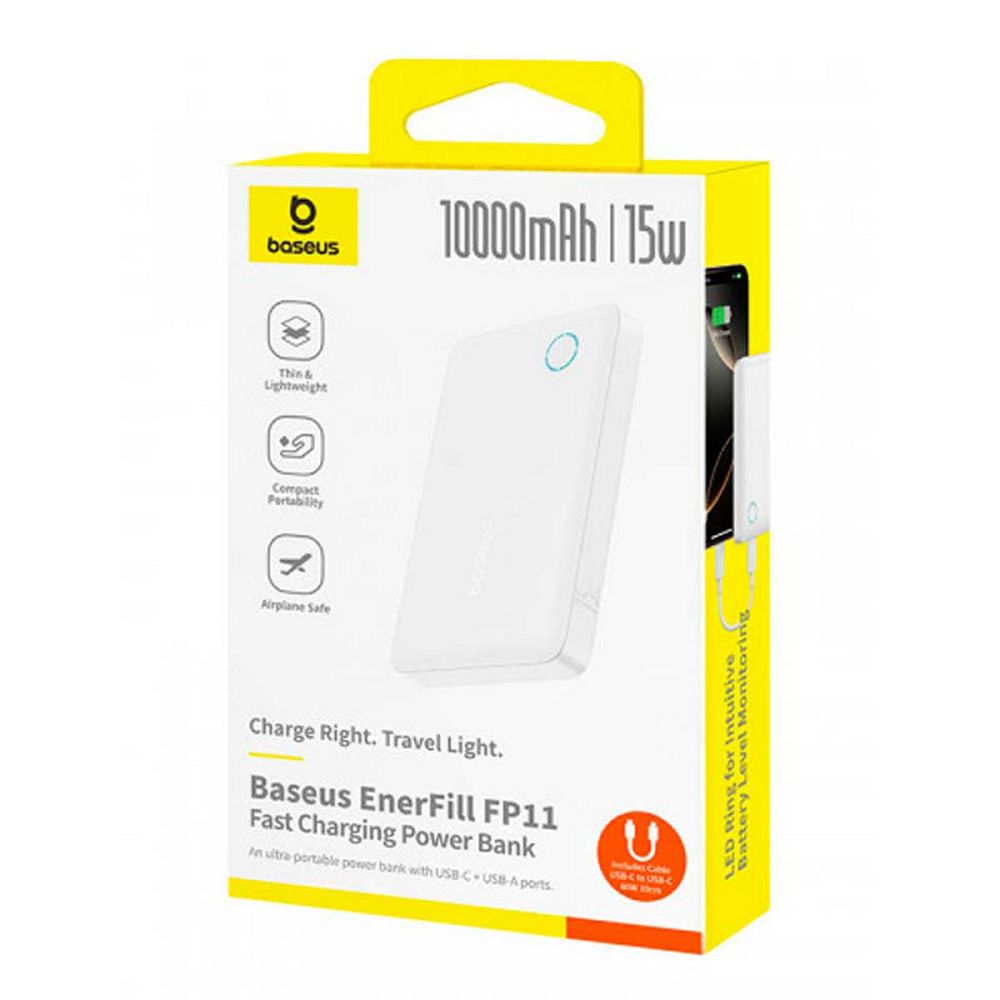 BASEUS EnerFill FP11 prenosna baterija 10.000 mAh 15W - bela - slika 2