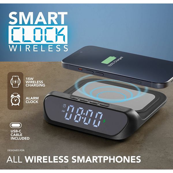Brezžični polnilec Cellularline Smart Clock 15W z integrirano uro - slika 3