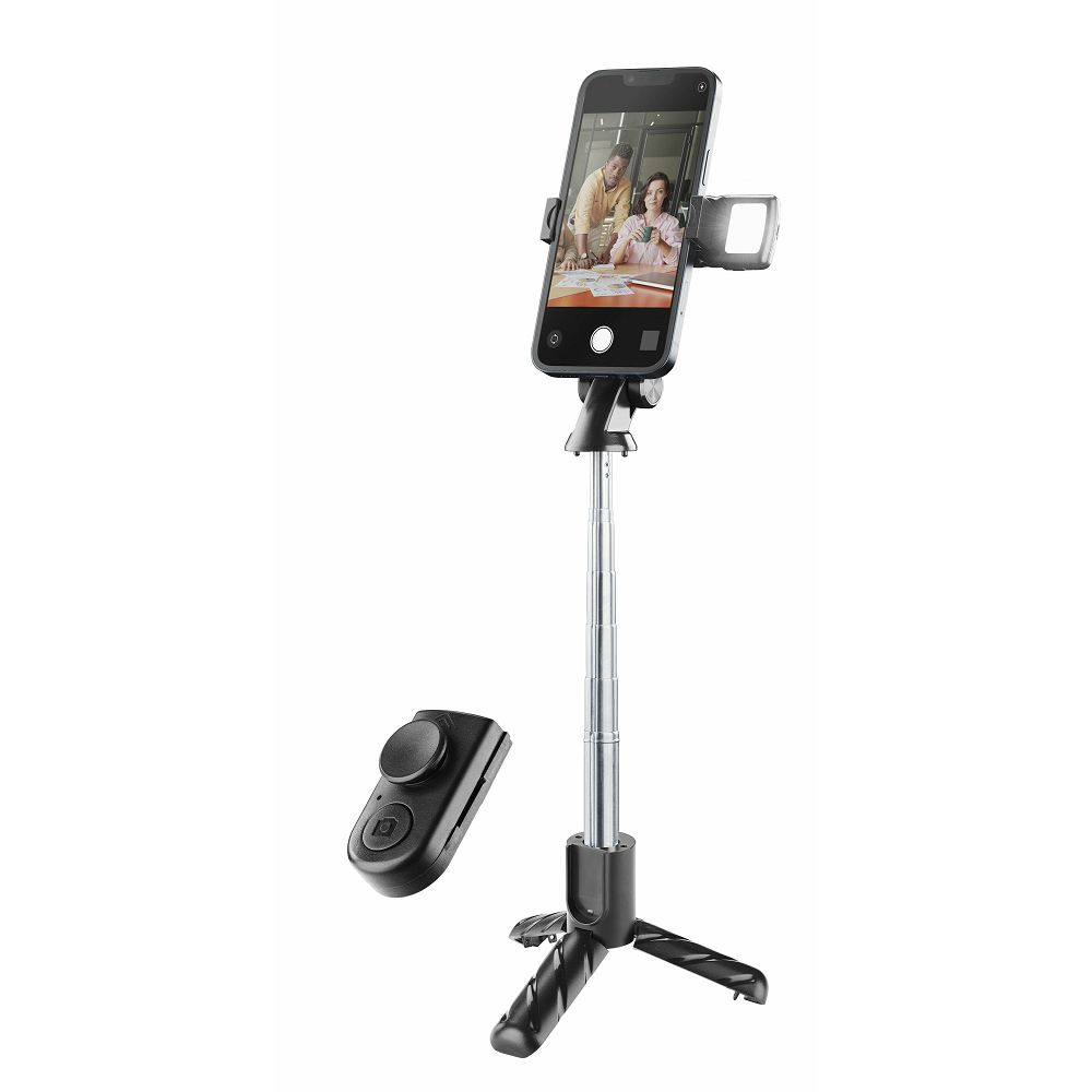 Cellularline Selfie Tripod Sparkle – Bluetooth palica in stativ z vgrajeno LED osvetlitvijo - slika 2