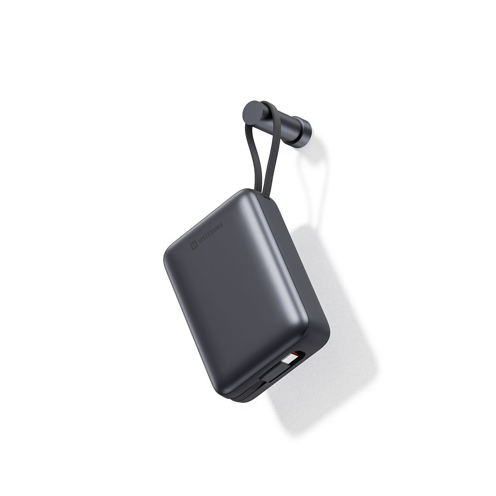 Swissten POWER BANK 20.000 mAh prenosna baterija z vgrajenim USB-C/Lightning kablom - slika 2