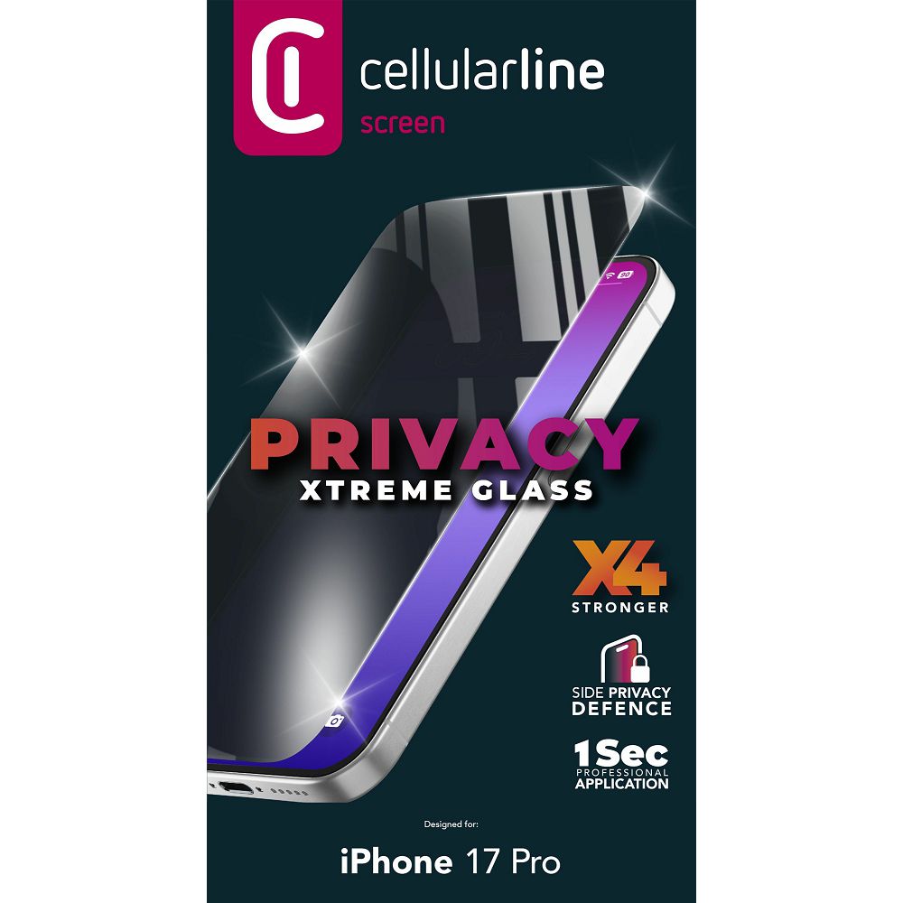 Zaščitno steklo Cellularline Xtreme Glass Privacy - Apple iPhone 17 PRO